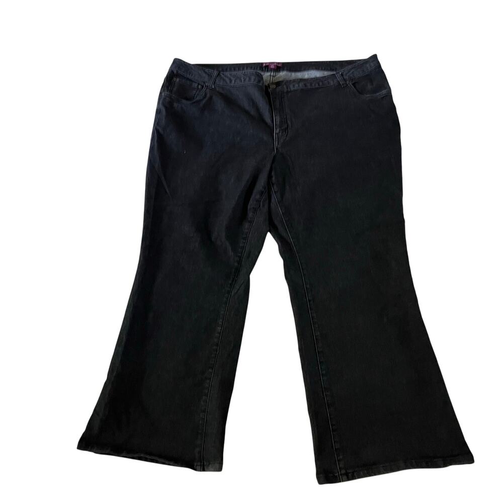 Black High Rise Boot Leg Wide Jean Plus Size 26 Petite Stretch